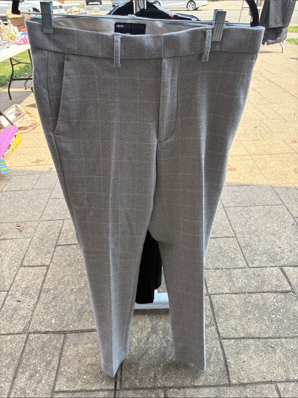 ASOS Design Gray Windowpane Dress Pants